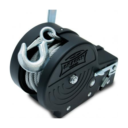 Wyciągarka Dragon Winch DWK 35 VC – ręczna, 1588 kg, pas/lina 10 m, dwubiegowa, z obudową